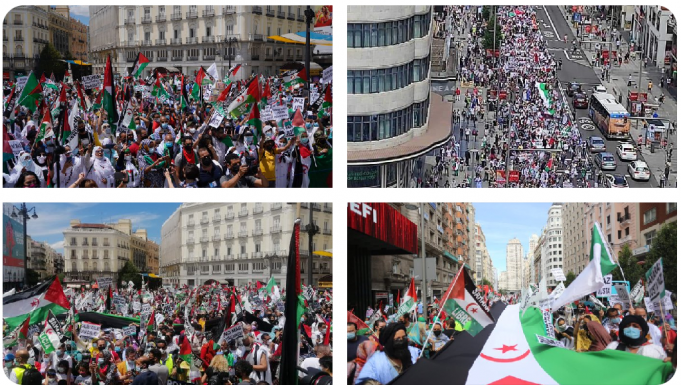 España: Multitudinaria marcha en solidaridad con el pueblo saharaui por su independencia.
