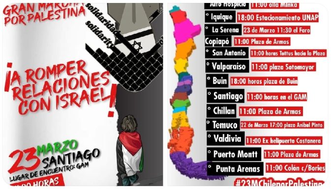 Coordinadora por Palestina junto a más de 130 organizaciones, llaman al Gobierno chileno a romper relaciones con Israel
