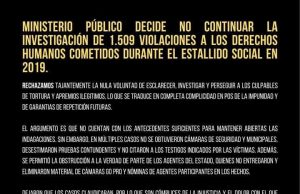 Chile – No continuaran investigación de más de 1509 violaciones a Derechos Humanos durante el levantamiento social