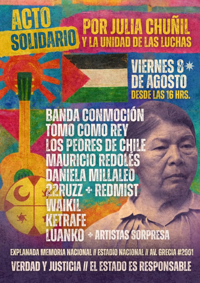 Acto solidario por Julia Chuñil y la unidad de todas las luchas ¡El Estado es responsable!