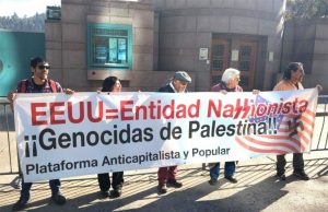 Chile – Plataforma Anticapitalista y Popular se manifiesta por la causa palestina en embajada de EEUU