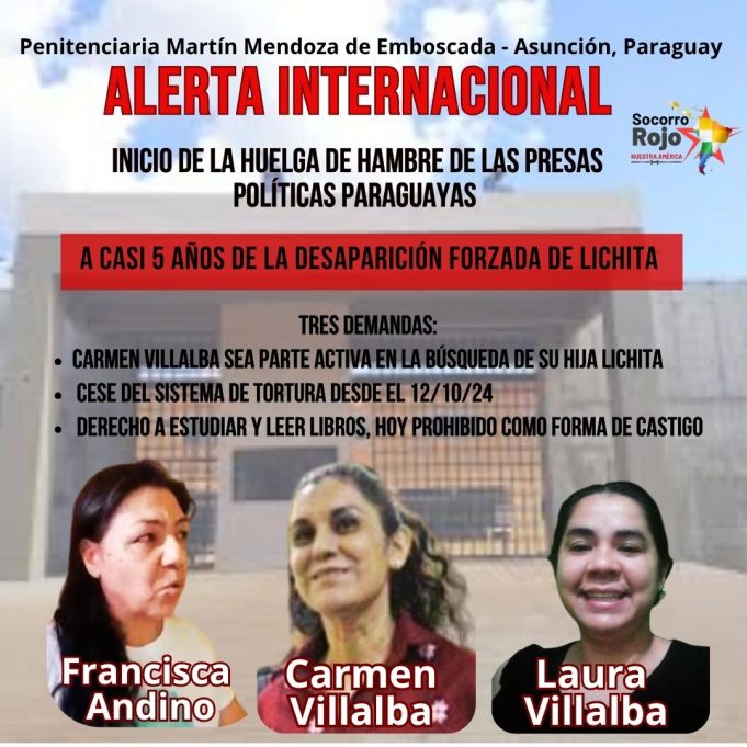 Presas Políticas paraguayas inician huelga de hambre