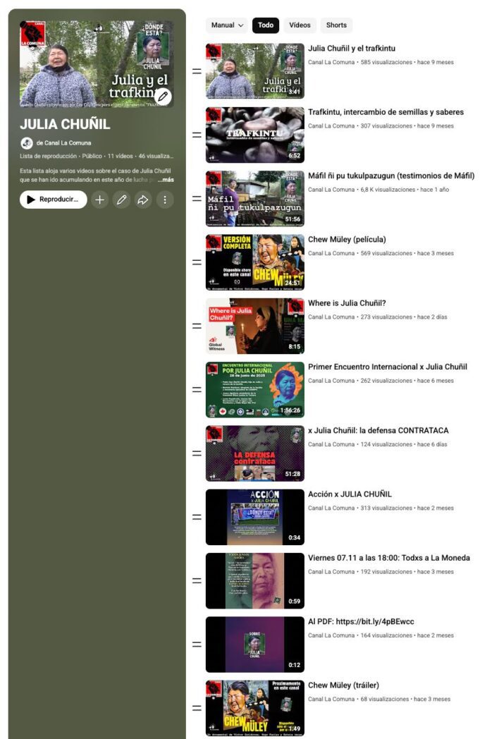 Videos relacionados con Julia Chuñil