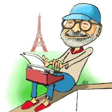 caricatura escritor a maquina