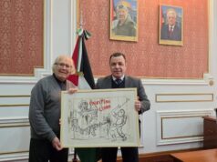 El embajador Alhalabi de Palestina recibe al Premio Nobel de la Paz Adolfo Pérez Esquivel en Buenos Aires