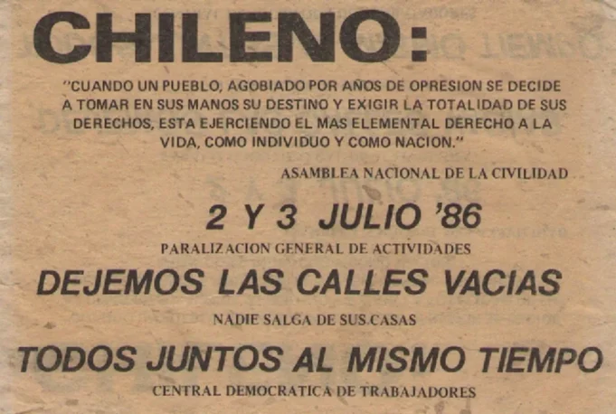 Chile – 2 y 3 de julio de 1986: la huelga popular que hizo temblar a la dictadura