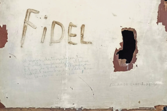 fidel rallado en muro